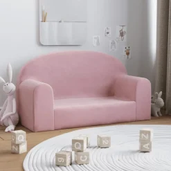 vidaXL 2-personers sofa til børn blødt plys lyserød