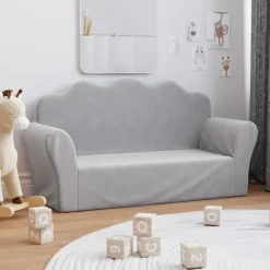 vidaXL 2-personers sofa til børn blødt plys lysgrå
