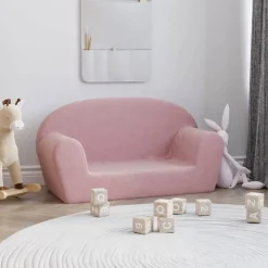 vidaXL 2-personers sofa til børn blødt plys lyserød