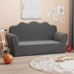 vidaXL 2-personers sofa til børn blødt plys antracitgrå