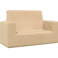 vidaXL 2-personers sofa til børn blødt plys cremefarvet