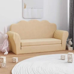 vidaXL 2-personers sofa til børn blødt plys cremefarvet