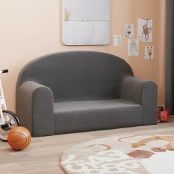 vidaXL 2-personers sofa til børn blødt plys antracitgrå