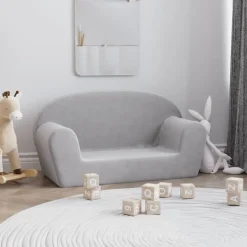 vidaXL 2-personers sofa til børn blødt plys lysgrå