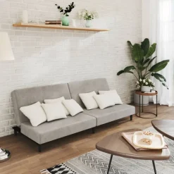 vidaXL 2-personers sovesofa fløjl lysegrå