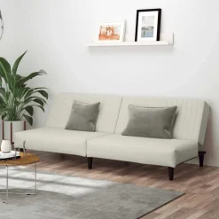 vidaXL 2-personers sovesofa fløjl cremefarvet