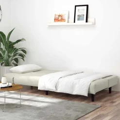 vidaXL 2-personers sovesofa fløjl cremefarvet