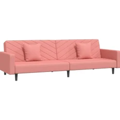 vidaXL 2-personers sovesofa med 2 puder fløjl lyserød