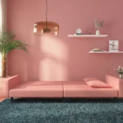 vidaXL 2-personers sovesofa med 2 puder fløjl lyserød