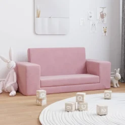 vidaXL 2-personers sovesofa til børn blødt plys lyserød