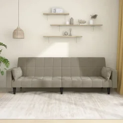 vidaXL 2-personers sovesofa med 2 puder velour lysegrå