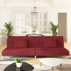 vidaXL 2-personers sovesofa med 2 puder stof vinrød