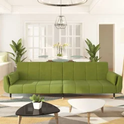 vidaXL 2-personers sovesofa med 2 puder fløjl lysegrøn