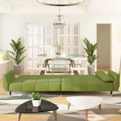 vidaXL 2-personers sovesofa med 2 puder fløjl lysegrøn