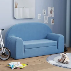 vidaXL 2-personers sovesofa til børn blødt plys blå