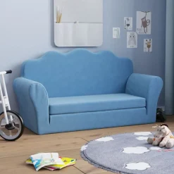 vidaXL 2-personers sovesofa til børn blødt plys blå