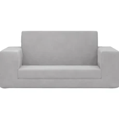 vidaXL 2-personers sovesofa til børn blødt plys lysegrå