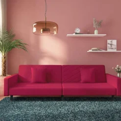 vidaXL 2-personers sovesofa med 2 puder fløjl vinrød