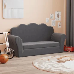 vidaXL 2-personers sovesofa til børn blødt plys antracitgrå