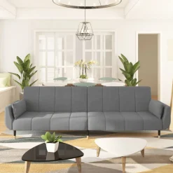 vidaXL 2-personers sovesofa med 2 puder fløjl lysegrå