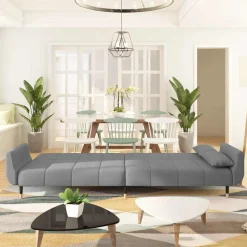 vidaXL 2-personers sovesofa med 2 puder fløjl lysegrå