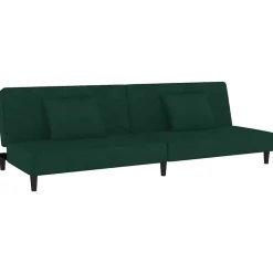 vidaXL 2-personers sovesofa med 2 puder fløjl mørkegrøn