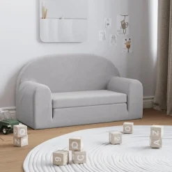 vidaXL 2-personers sovesofa til børn blødt plys lysegrå