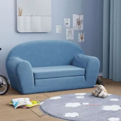 vidaXL 2-personers sovesofa til børn blødt plys blå