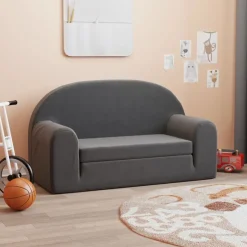 vidaXL 2-personers sovesofa til børn blødt plys antracitgrå