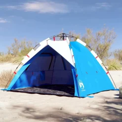 vidaXL 3-personers strandtelt vandtæt quick-release azurblå