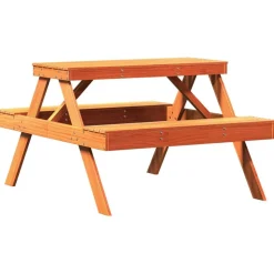 vidaXL picnicbord 105x134x75 cm massivt fyrretræ gyldenbrun