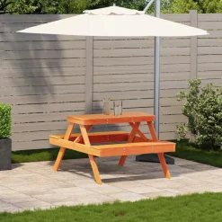 vidaXL picnicbord 105x134x75 cm massivt fyrretræ gyldenbrun