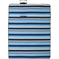 vidaXL picnictæppe 200x150 cm foldbart bølget fløjl blå og hvid