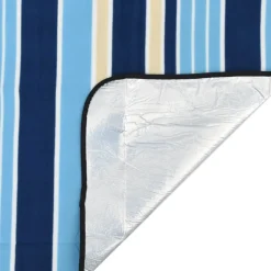 vidaXL picnictæppe 200x150 cm foldbart bølget fløjl blå og hvid
