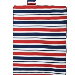 vidaXL picnictæppe 200x150 cm foldbart fløjl stribet rød og blå