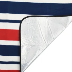 vidaXL picnictæppe 200x150 cm foldbart fløjl stribet rød og blå