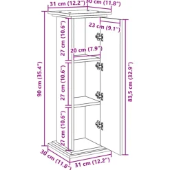 vidaXL piedestal med opbevaring 31x30x90 cm konstrueret træ røget eg