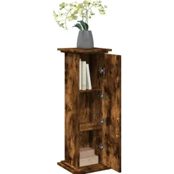 vidaXL piedestal med opbevaring 31x30x90 cm konstrueret træ røget eg