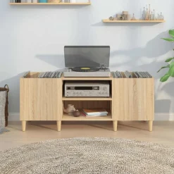 vidaXL pladeskab Sonoma eg 121x38x48 cm konstrueret træ