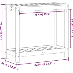 vidaXL plantebord med hylde 82,5x35x75 cm massivt fyrretræ gyldenbrun