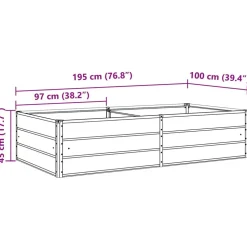 vidaXL Plantekasse Lysegrå 195 x 100 x 45 cm Galvaniseret stål