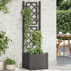 vidaXL plantekasse med espalier 43x43x142 cm PP antracitgrå