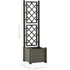 vidaXL plantekasse med espalier 43x43x142 cm PP antracitgrå