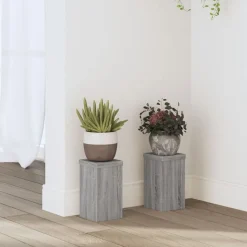vidaXL plantestativer 2 stk. 10x10x18 cm konstrueret træ grå sonoma-eg