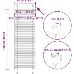 vidaXL Plisségardin Lysegrå 40x100 cm Stofbredde 39,4 cm Polyester
