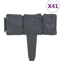 vidaXL plænehegn med stenlook 41 stk. 10 m plastik