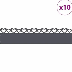 vidaXL Plænekanter 10 pcs Antracit 103 x 0,05 x 22 cm Stål
