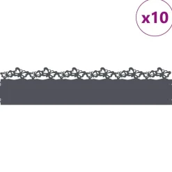 vidaXL Plænekanter 10 pcs Antracit 103 x 0,05 x 22 cm Stål