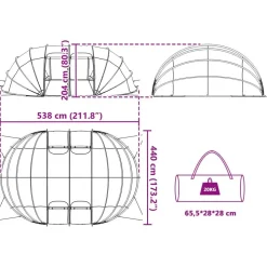 vidaXL Pooltelt Dome Grøn 538 x 440 x 204 cm