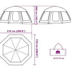 vidaXL pooltelt med aftagelig flue og netvægge 510x510 cm azurblå